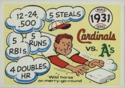1970 Fleer World Series 1931 Cardinals vs. A's #28 Baseball Card