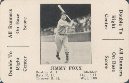 1936 S & S Game Jimmy Foxx #19 Baseball Card