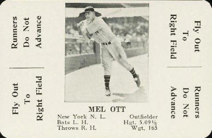 1936 S & S Game Mel Ott # Baseball Card
