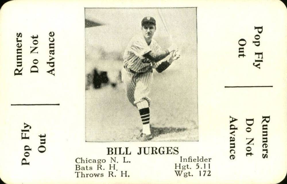 1936 S & S Game Bill Jurges #36 Baseball Card