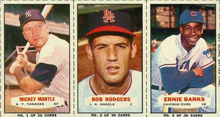 1963 Bazooka Panel Mantle/Rodgers/Banks #1 Baseball Card