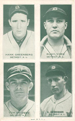 1938 Exhibits Four-on-one Bridges/Greenberg/Gehringer/York #6 Baseball Card