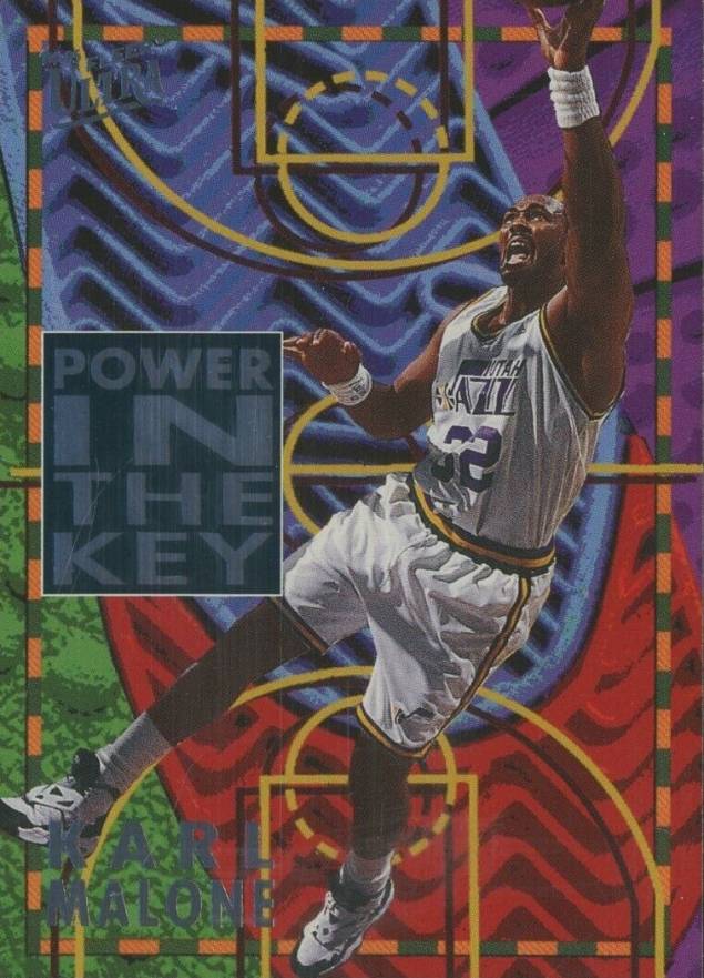 1994 Ultra Power in the Key Karl Malone #5 Basketball Card