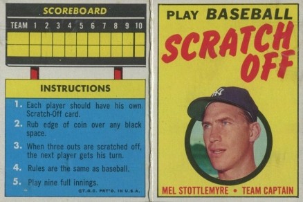1970 Topps Scratch-Offs Mel Stottlemyre # Baseball Card
