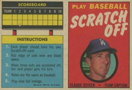 1970 Topps Scratch-Offs Claude Osteen #15 Baseball Card