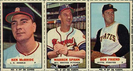 1964 Bazooka Panel McBride/Spahn/Friend #2 Baseball Card
