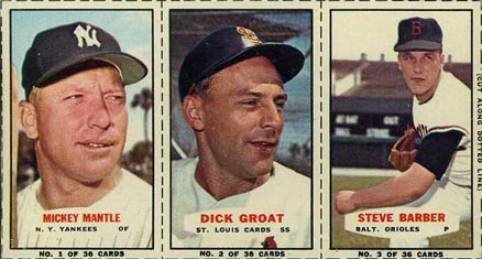 1964 Bazooka Panel Mantle/Groat/Barber #1 Baseball Card