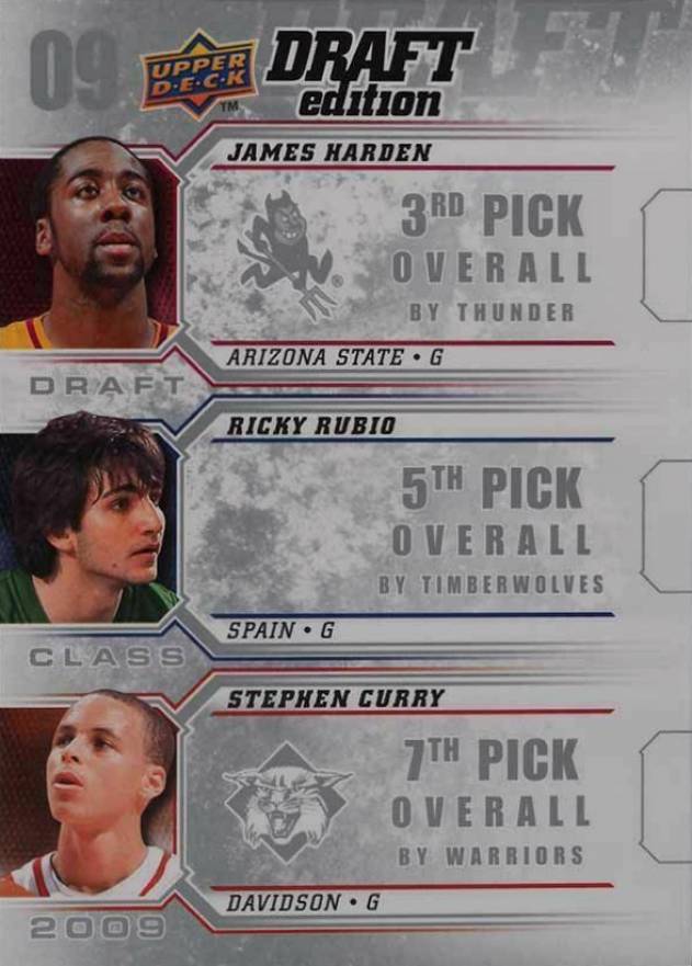 2009 Upper Deck Draft Edition Draft Class James Harden/Ricky Rubio/Stephen Curry #D-HRC Basketball Card