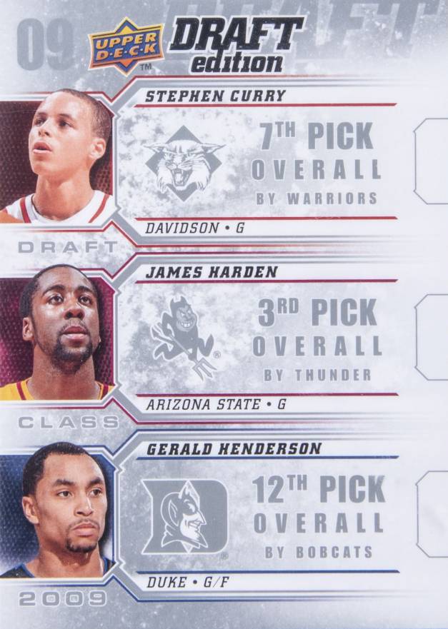 2009 Upper Deck Draft Edition Draft Class Gerald Henderson/James Harden/Stephen Curry #D-CHH Basketball Card