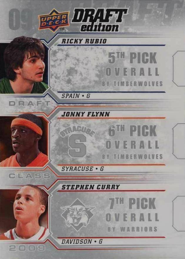 2009 Upper Deck Draft Edition Draft Class Jonny Flynn/Ricky Rubio/Stephen Curry #D-RFC Basketball Card