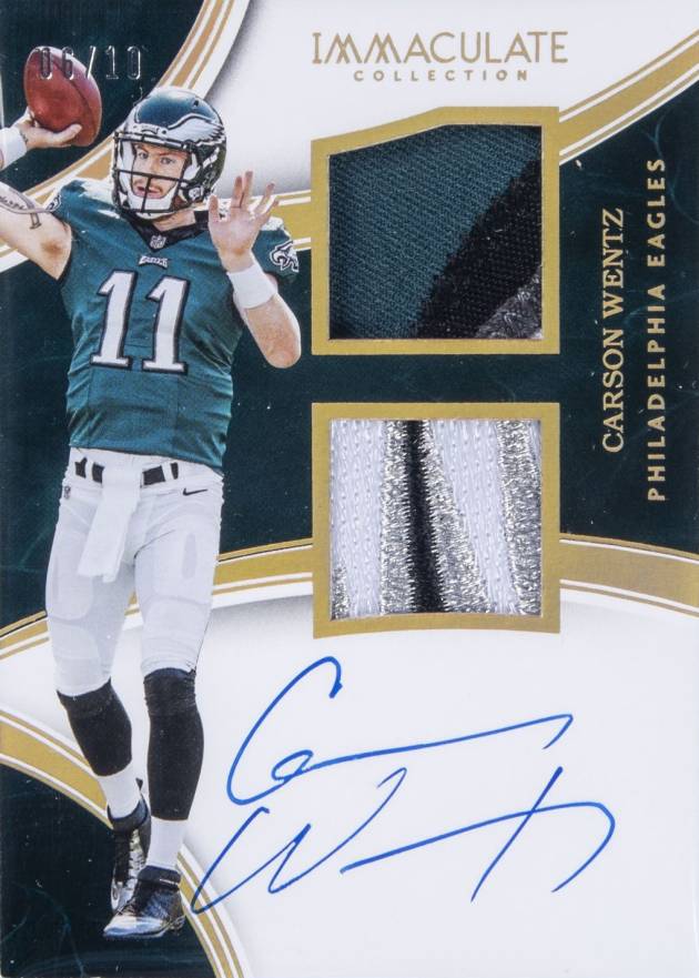 2015 Panini Immaculate Signature Patch Rookie Carson Wentz #CW Football Card