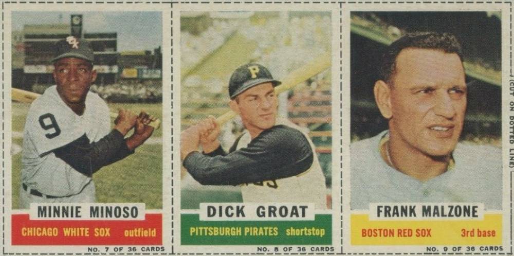 1961 Bazooka Panel Minoso/Groat/Malzone #7/8/9 Baseball Card