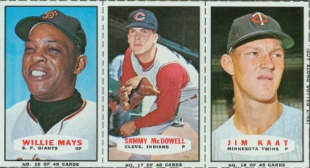 1967 Bazooka Panel Mays/McDowell/Kaat #6 Baseball Card