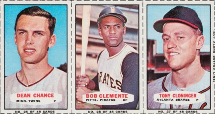 1967 Bazooka Panel Chance/Clemente/Cloninger # Baseball Card