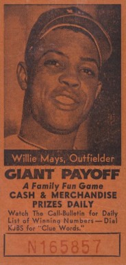 1958 San Francisco Call-Bulletin Giants Willie Mays #14 Baseball Card