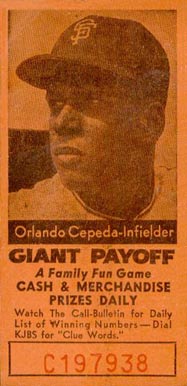 1958 San Francisco Call-Bulletin Giants Orlando Cepeda #5 Baseball Card