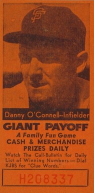 1958 San Francisco Call-Bulletin Giants Danny O'Connell #18 Baseball Card