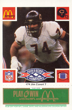 1986 McDonald's Bears Jim Covert #74 Football Card