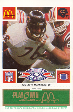 1986 McDonald's Bears Steve McMichael #76 Football Card