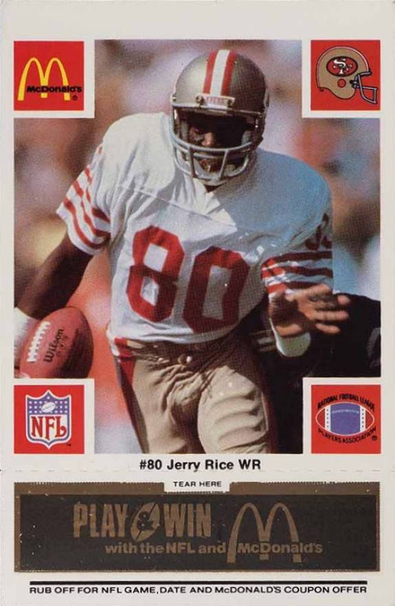 1986 McDonald's 49ers Jerry Rice #80 Football Card