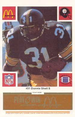 1986 McDonald's Steelers Donnie Shell #31 Football Card