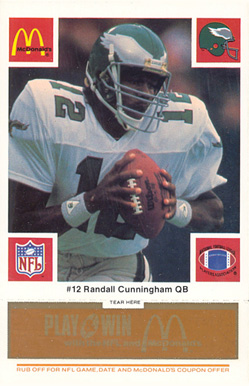 1986 McDonald's Eagles Randall Cunningham #12 Football Card