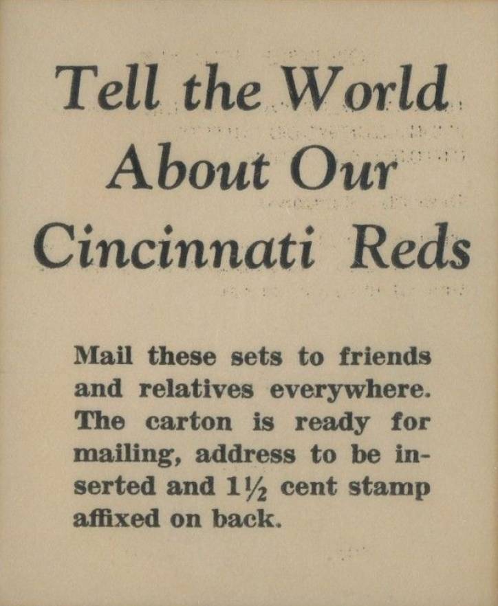 1940 Cincinnati Reds Team Issue Tell the World About Our Cincinnati Reds #36 Baseball Card