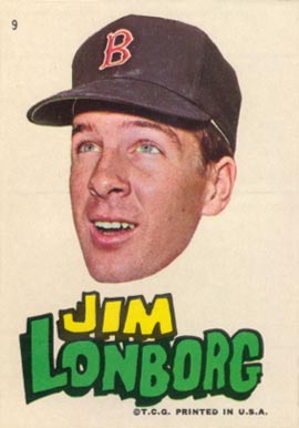 1967 Topps Red Sox Stickers Jim Lonborg #9 Baseball Card