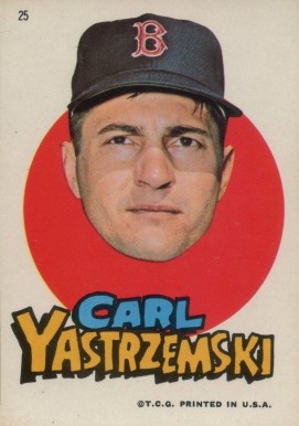 1967 Topps Red Sox Stickers Carl Yastrzemski #25 Baseball Card