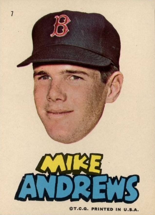 1967 Topps Red Sox Stickers Mike Andrews #7 Baseball Card