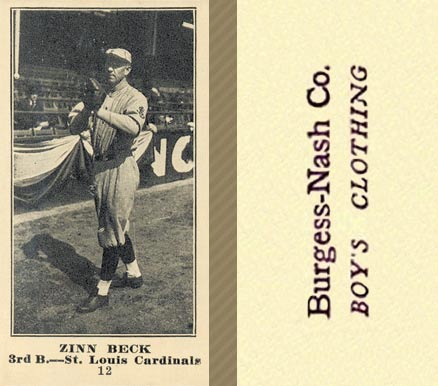 1916 Burgess-Nash Co. Zinn Beck #12 Baseball Card