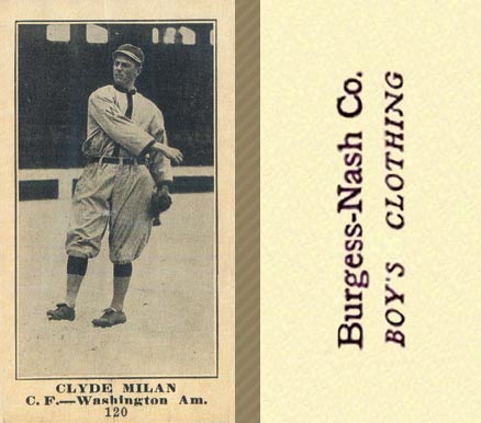 1916 Burgess-Nash Clyde Milan #120 Baseball Card