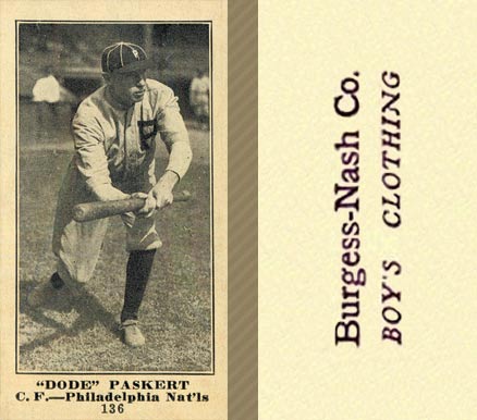 1916 Burgess-Nash Dode Paskert #136 Baseball Card