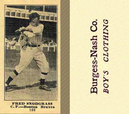 1916 Burgess-Nash Co. Fred Snodgrass #166 Baseball Card