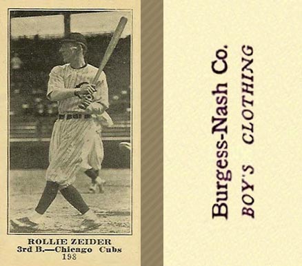 1916 Burgess-Nash Co. Rollie Zeider #198 Baseball Card