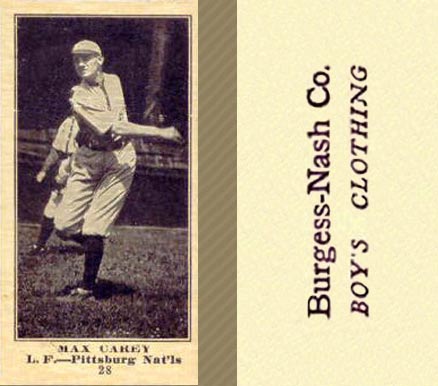 1916 Burgess-Nash Co. Max Carey #28 Baseball Card