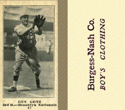 1916 Burgess-Nash Co. Gus Getz #67 Baseball Card