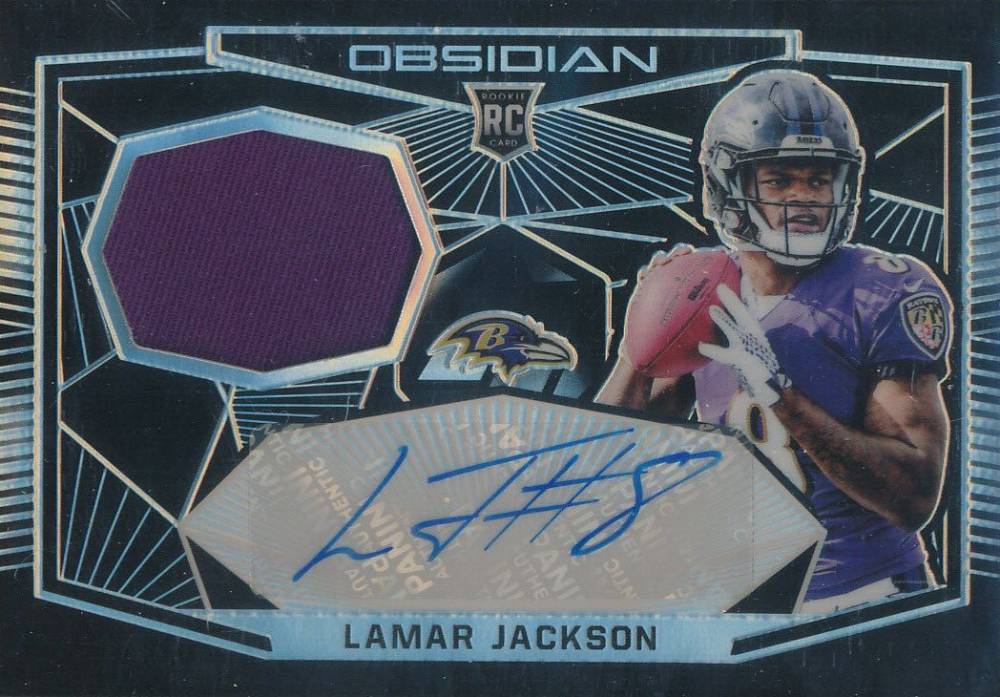 2018 Panini Obsidian Rookie Jersey Autograph Lamar Jackson #RJLJ Football Card