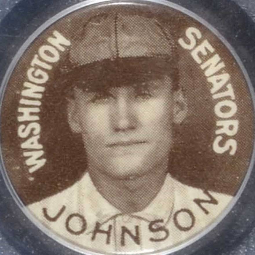 1910 Sweet Caporal Pins Johnson, Washington Senators #75L Baseball Card
