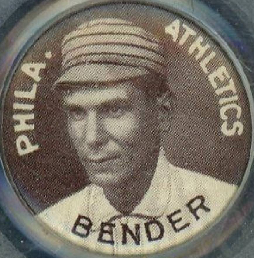 1910 Sweet Caporal Pins Bender, Phila. Athletics # Baseball Card