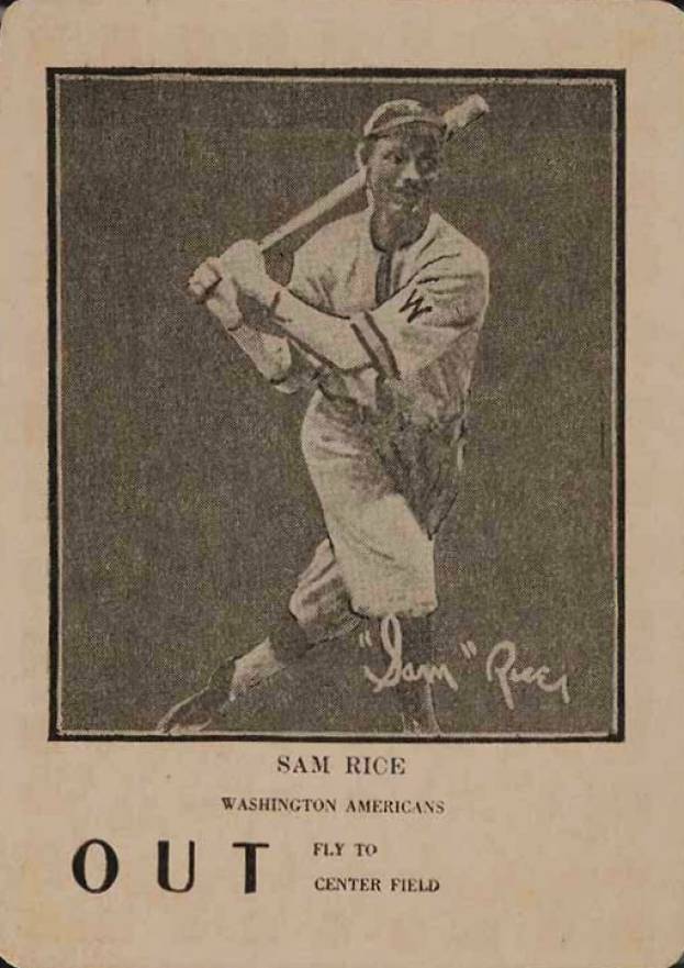 1923 Walter Mails Card Game Sam Rice # Baseball Card