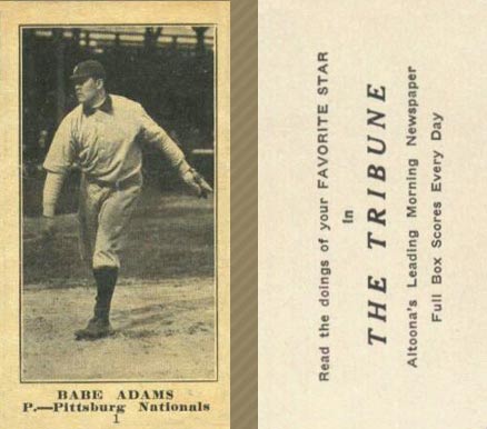 1916 Altoona Tribune Babe Adams #1 Baseball Card