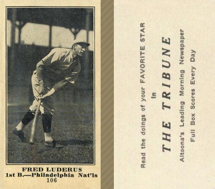 1916 Altoona Tribune Fred Luderus #106 Baseball Card