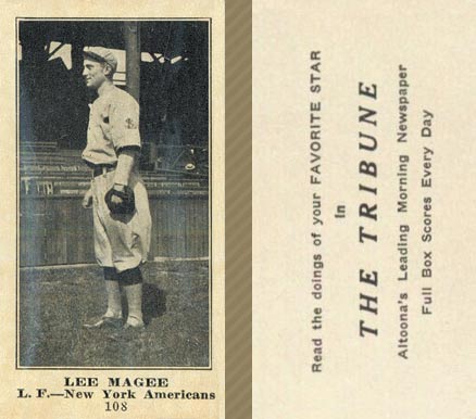 1916 Altoona Tribune Lee Magee #108 Baseball Card