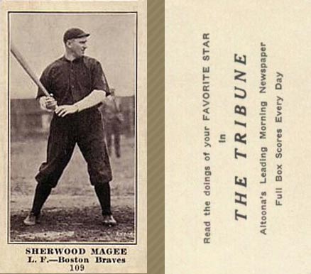 1916 Altoona Tribune Sherwood Magee #109 Baseball Card