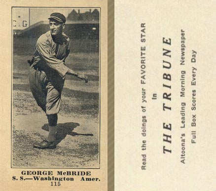 1916 Altoona Tribune George McBride #115 Baseball Card
