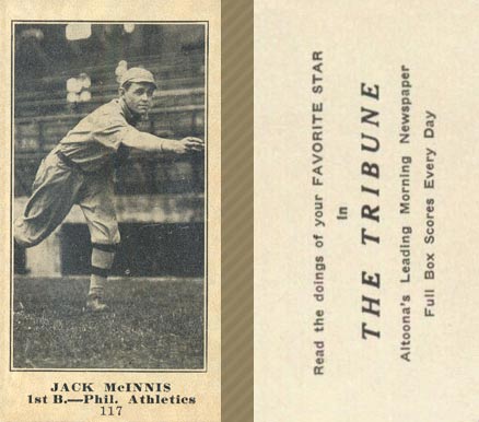 1916 Altoona Tribune Jack McInnis #117 Baseball Card
