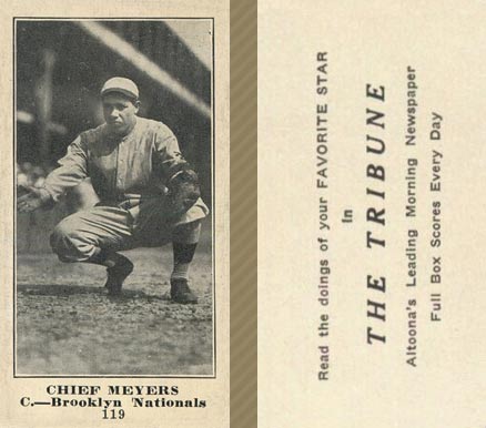 1916 Altoona Tribune Chief Meyers #119 Baseball Card