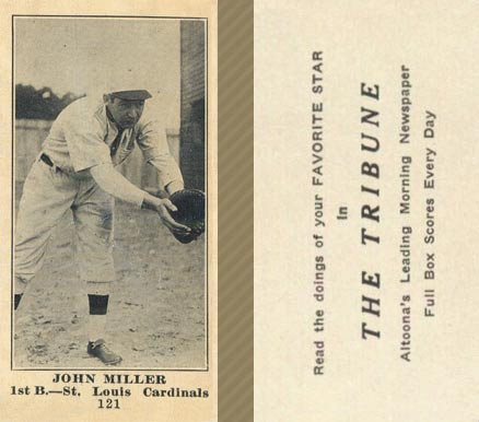 1916 Altoona Tribune John Miller #121 Baseball Card