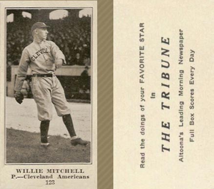 1916 Altoona Tribune Willie Mitchell #123 Baseball Card
